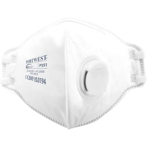 Portwest FFP3 Valved Dolomite Fold Flat Respirator - White