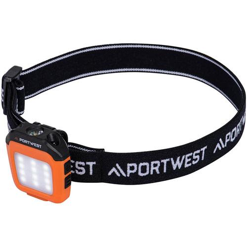 Portwest USB Rechargeable Multi-function LED Cap Light - Orange/Black -