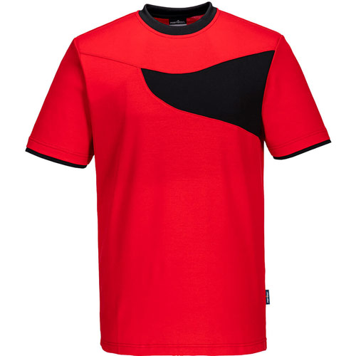 Portwest PW2 Cotton Comfort T-Shirt S/S - Red/Black
