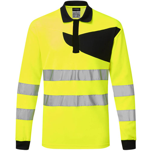 Portwest PW2 Hi-Vis Polo Shirt L/S - Yellow/Black