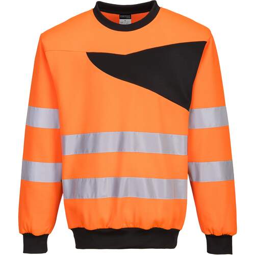 Portwest PW2 Hi-Vis Crew Neck Sweatshirt - Orange/Black