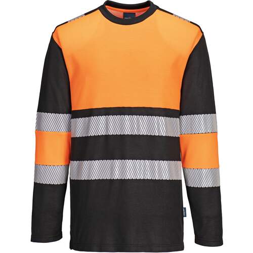 Portwest PW3 Hi-Vis Cotton Comfort Class 1 T-Shirt L/S - Orange/Black
