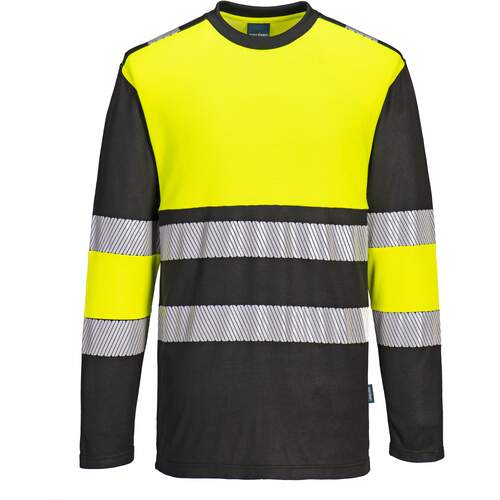 Portwest PW3 Hi-Vis Cotton Comfort Class 1 T-Shirt L/S - Yellow/Black