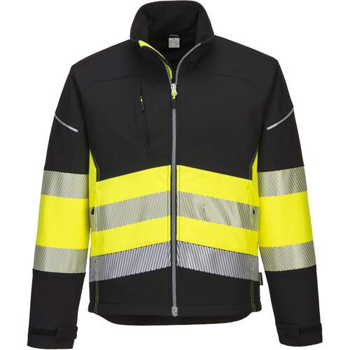 Portwest PW3 Hi-Vis Class 1 Softshell Jacket (3L) - Black/Yellow
