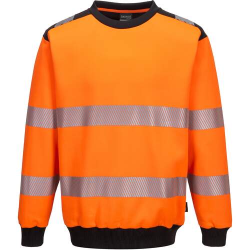 Portwest PW3 Hi-Vis Crew Neck Sweatshirt - Orange/Black