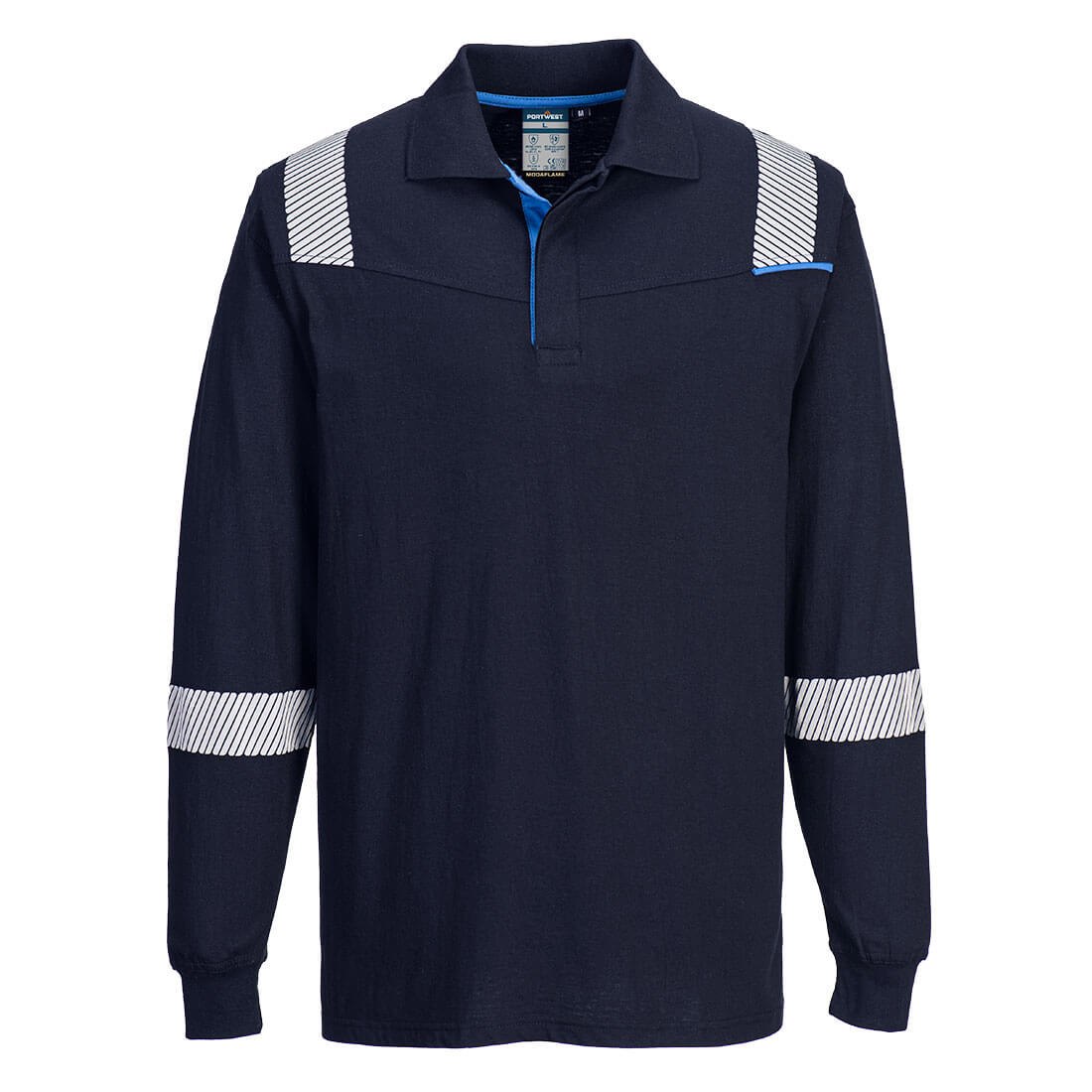 Portwest WX3 Modaflame Knit FR Long Sleeve Polo Shirt - Navy