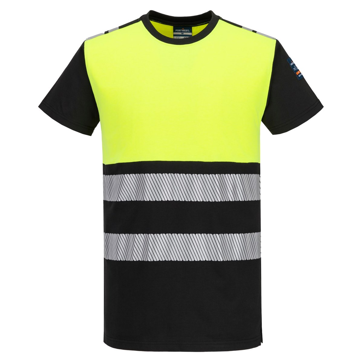 Portwest PW3 Modaflame Knit Hi-Vis Class 1 FR Short Sleeve T-Shirt - Yellow/Black