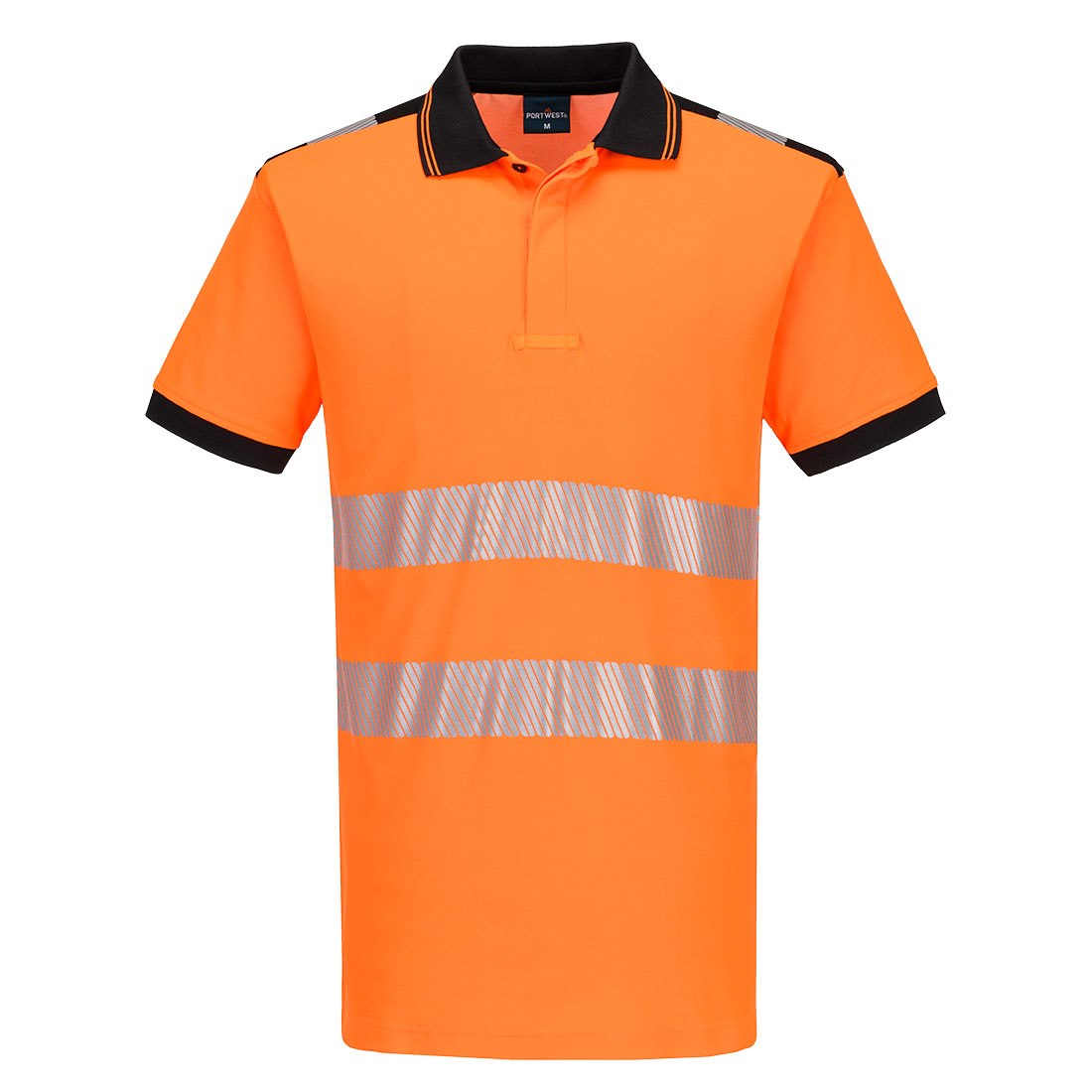 Portwest PW3 Hi-Vis Cotton Comfort Polo Shirt S/S - Orange/Black