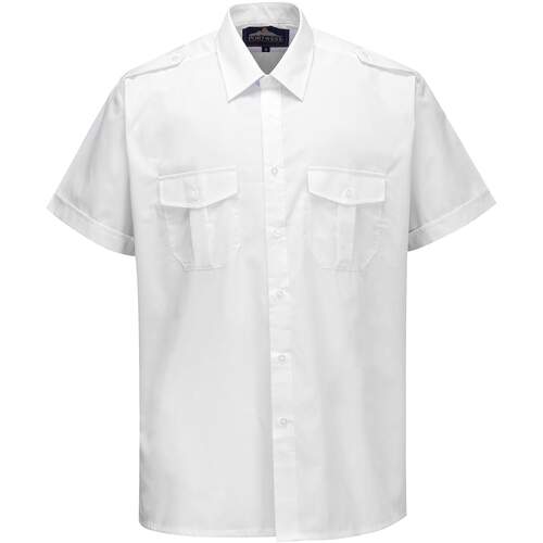 Portwest Pilot Shirt, Short Sleeves - White