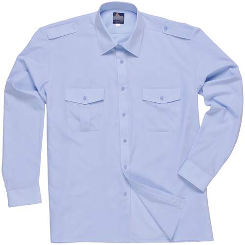 Portwest Pilot Shirt, Long Sleeves - Blue