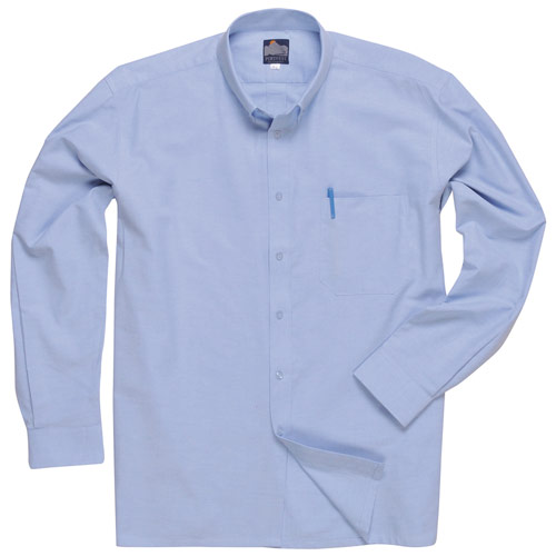 Portwest Oxford Shirt, Long Sleeves - Blue