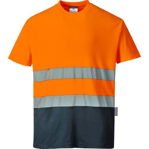 Portwest Two Tone Cotton Comfort T-Shirt - Orange/Navy