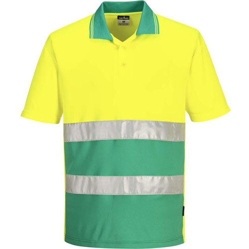Portwest Hi-Vis Lightweight Contrast Polo Shirt S/S - Yellow/Teal