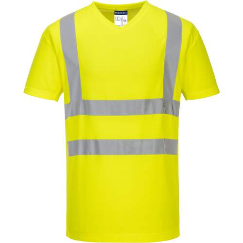 Portwest V-Neck Mesh Inserts T-Shirt - Yellow