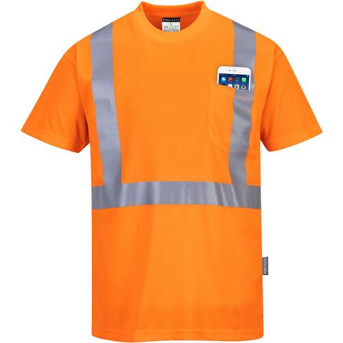 Portwest Hi-Vis Pocket T-Shirt  - Orange