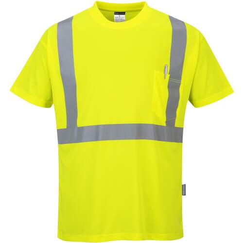 Portwest Hi-Vis Pocket T-Shirt  - Yellow