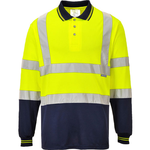 Portwest Two-Tone Long Sleeved Polo - Yellow/Navy