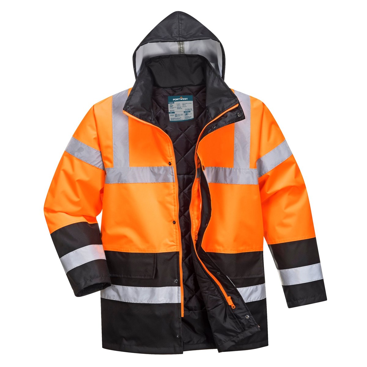 Portwest Hi-Vis Two Tone Traffic Jacket - Orange/Black