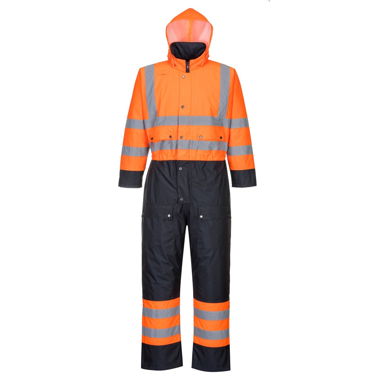 Portwest Hi-Vis Contrast Coverall - Lined - Orange/Navy