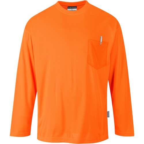 Day-Vis Pocket Long Sleeve T-Shirt - Orange