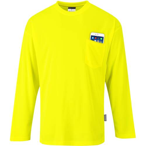 Day-Vis Pocket Long Sleeve T-Shirt - Yellow