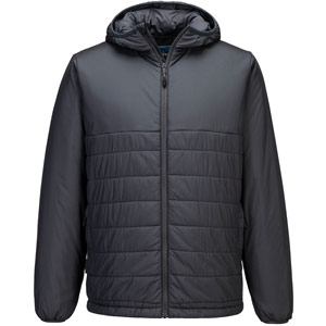 Portwest Professional Hooded Insulated Baffle Jacket - Metal Grey