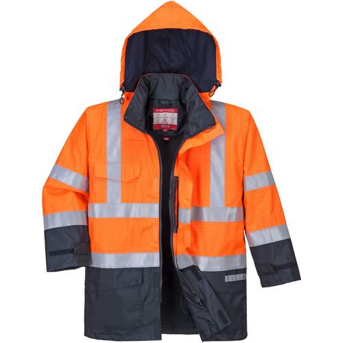Portwest Bizflame Rain Hi-Vis Multi-Protection Jacket - Orange/Navy