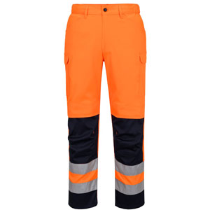 Portwest Hi-Vis Mesh Panel Trousers  - Orange/Navy