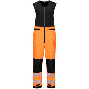 Portwest PW3 Hi-Vis Rain Salopettes (3L) - Orange/Black