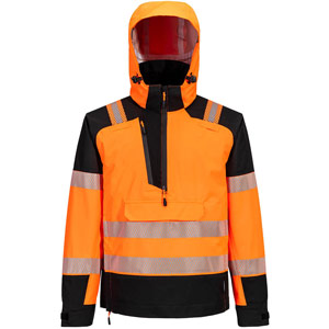 Portwest PW3 Hi-Vis Overhead Rain Jacket (3L) - Orange/Black