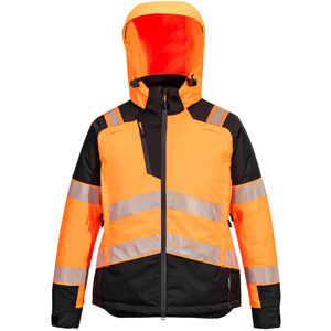 Portwest PW3 Hi-Vis Women's Winter Jacket (T162) - Orange/Black