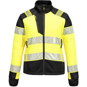 Portwest PW3 Hi-Vis Women's Hybrid Baffle Jacket - Yellow/Black