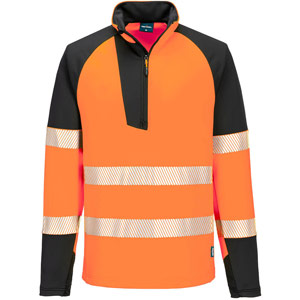 Portwest PW3 Hi-Vis 1/4 Zip Sweatshirt (T172) - Orange/Black
