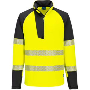 Portwest PW3 Hi-Vis 1/4 Zip Sweatshirt (T172) - Yellow/Black
