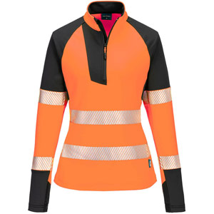 Portwest PW3 Hi-Vis Women's 1/4 Zip Sweatshirt - Orange/Black