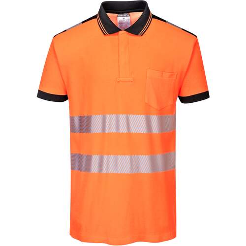 PW3 Hi-Vis Polo Shirt S/S - Orange/Black