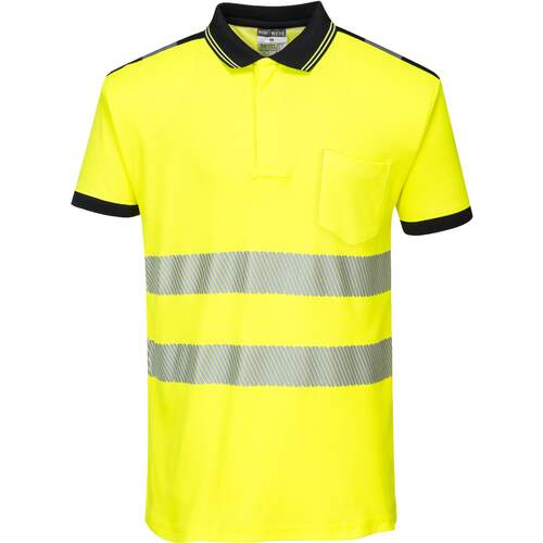 PW3 Hi-Vis Polo Shirt S/S - Yellow/Black