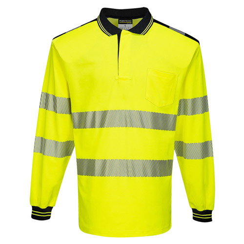 Portwest PW3 Hi-Vis Polo Shirt L/S - Yellow/Black