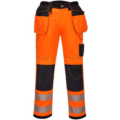 Portwest PW3 Hi-Vis Holster Work Trouser - Orange/Black Short