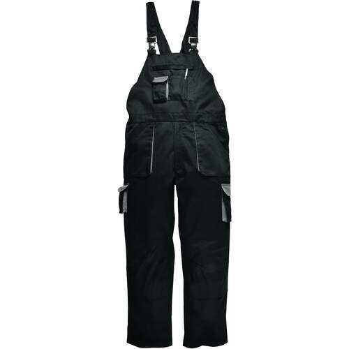 Portwest Texo Contrast Bib & Brace - Lined - Black