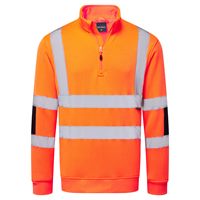 Portwest Hi-Vis Knitted Half Zip Sweatshirt - Orange