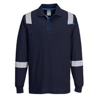 Portwest WX3 Modaflame Knit FR Long Sleeve Polo Shirt - Navy