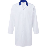 Portwest Food Industry No Pocket Coat - White/Royal Blue
