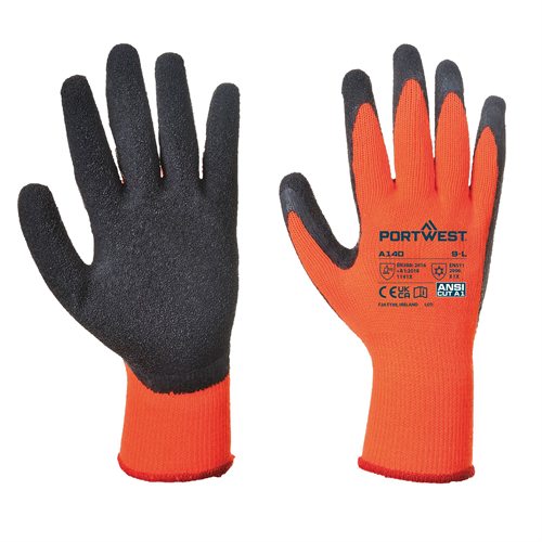 Portwest Thermal Grip Glove - Latex - Orange/Black