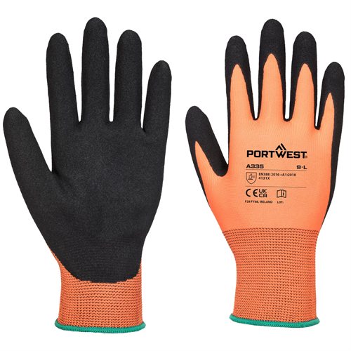 Portwest Dermi-Grip NPR15 Nitrile Sandy Glove - Orange/Black