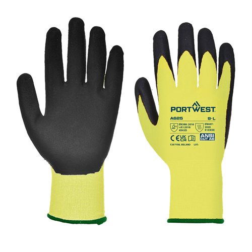 Portwest Vis-Tex Cut Resistant Glove - PU - Yellow/Black