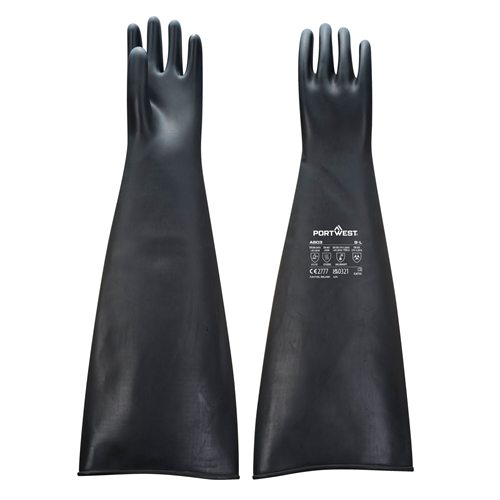 Portwest Heavyweight Latex Rubber Gauntlet 600mm - Black