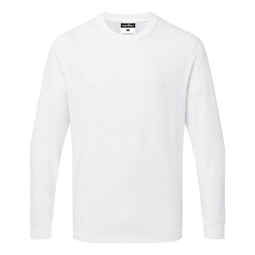 Portwest Anti-Static ESD Long Sleeve T-Shirt - White