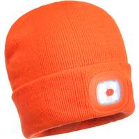 Portwest Rechargeable Twin LED Beanie - Orange