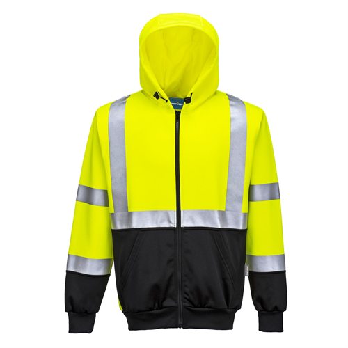 Portwest Hi-Vis Two-Tone Zipped Hoodie - Yellow/Black